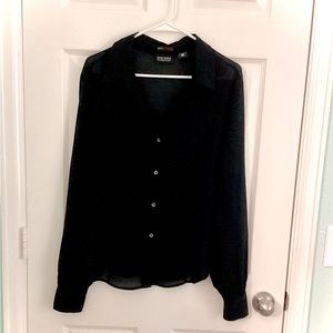 New York & Company Sheer Black Blouse